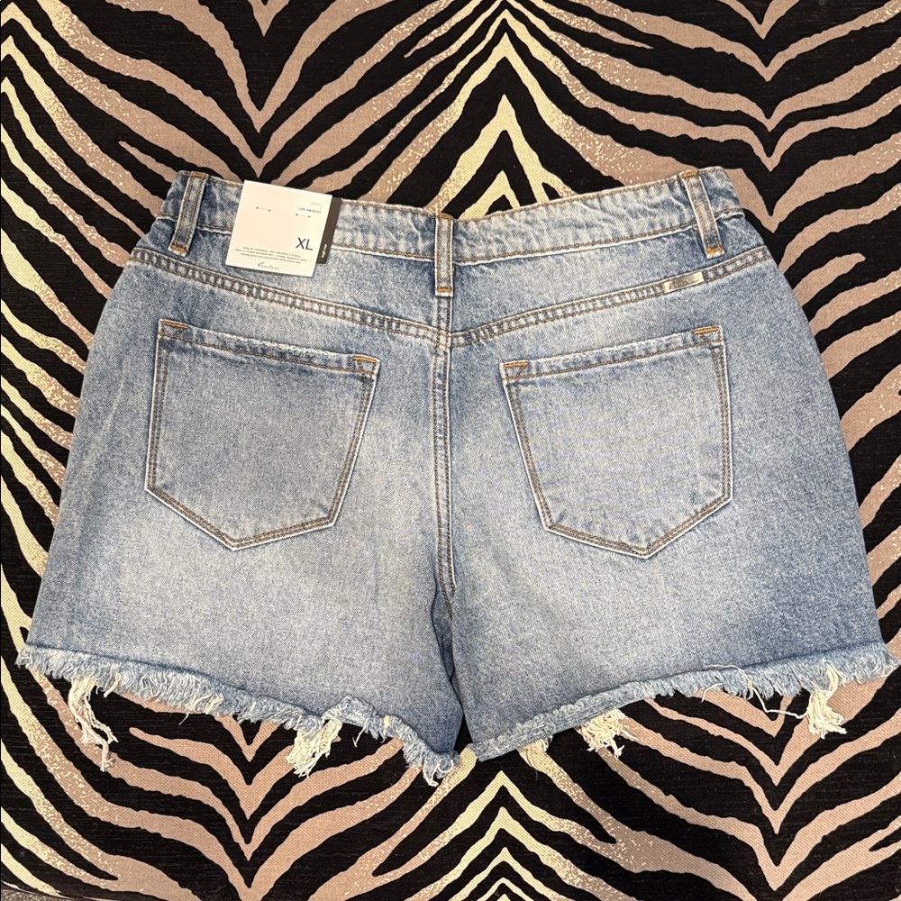 KanCan Light Blue Distressed Jean Shorts - Picture 3 of 6